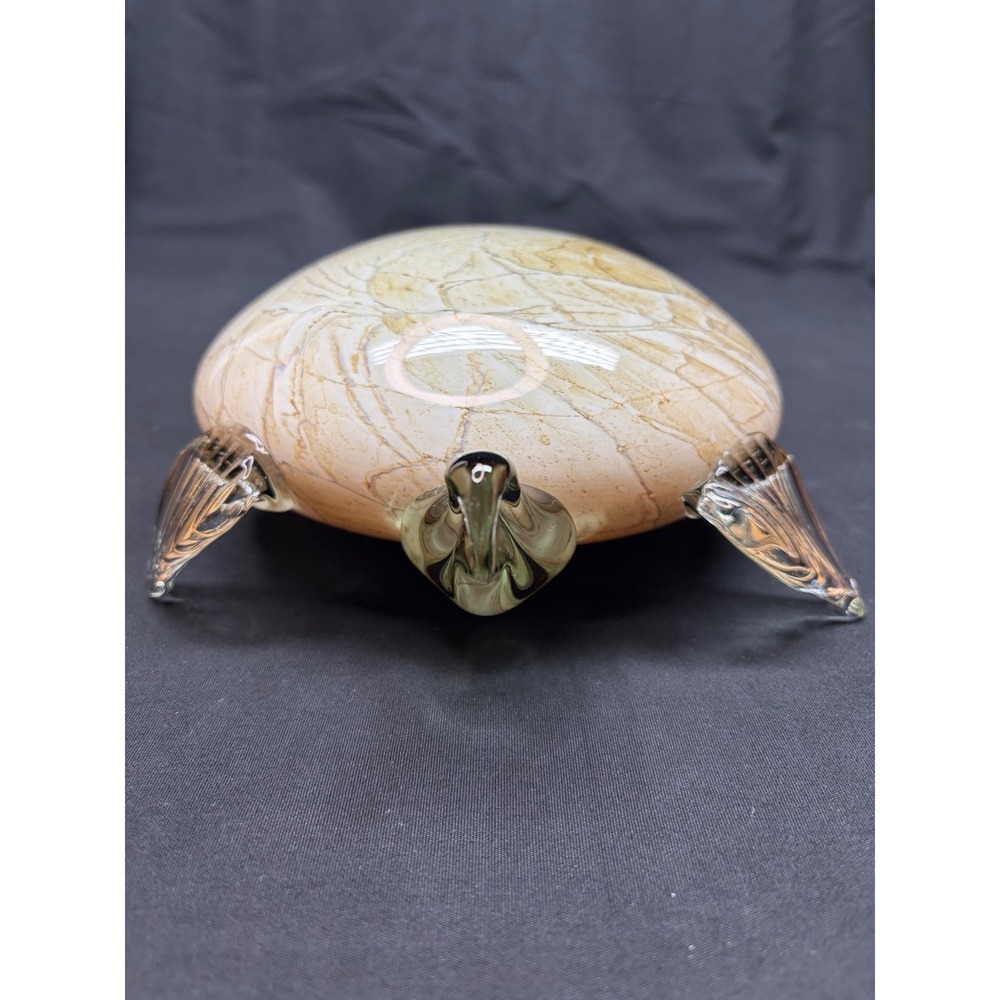 Jozefina Krosno Poland hand-blown art glass sea turtle sculpture, beige shell